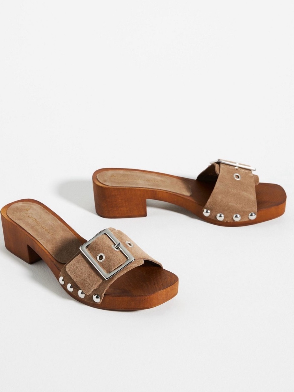 Anthropologie Open Toe Suede Buckle Sandals